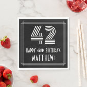42番目の誕生日:インスパイアアールデコ検索"42" +名前 スタンダードランチョンナプキン (インサイチュ)