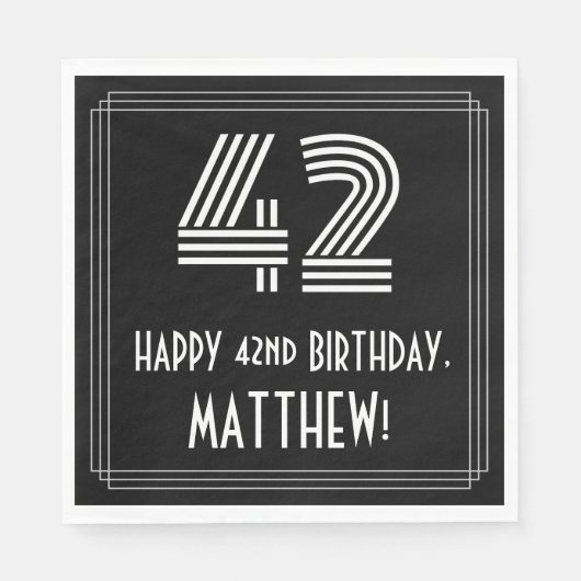 42番目の誕生日:インスパイアアールデコ検索"42" +名前 スタンダードランチョンナプキン (正面)