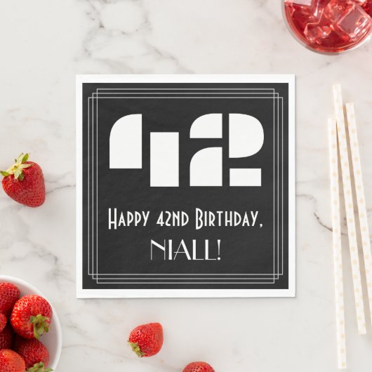 42番目の誕生日:インスパイアアールデコ検索"42" +名前 スタンダードランチョンナプキン (インサイチュ)