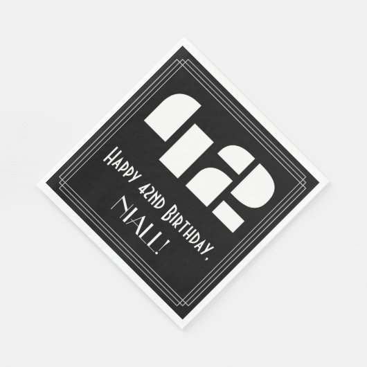 42番目の誕生日:インスパイアアールデコ検索"42" +名前 スタンダードランチョンナプキン (角)