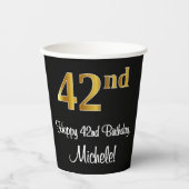 42番目の誕生日-エレガント豪華なフェイク金ゴールドルック# 紙コップ (正面)
