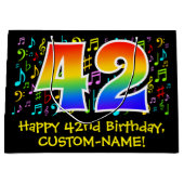 42番目の誕生日-カラフル音楽シンボル、レインボー42 ラージペーパーバッグ (正面)