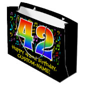 42番目の誕生日-カラフル音楽シンボル、レインボー42 ラージペーパーバッグ (裏面アングル)