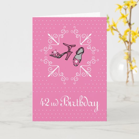 42番目の誕生日、ピンクシューズ カード (黄色い花)