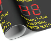 42番目の誕生日:レッドデジタルクロックスタイル「42」 +名前 ラッピングペーパー (ロールコーナー)