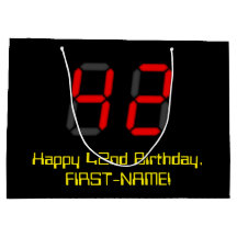 42番目の誕生日：レッドデジタルクロックスタイル「42」 +名前