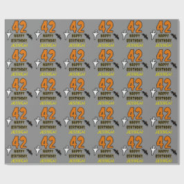 42番目の誕生日:不気味ハロウィーンテーマ、名前をカスタムする ラッピングペーパー