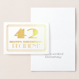 42番目の誕生日、名前+インスパイアアールデコ検索「42」 箔カード