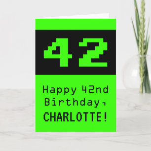 42番目の誕生日: Nerdy/オタク系のスタイル「42」と名前 カード