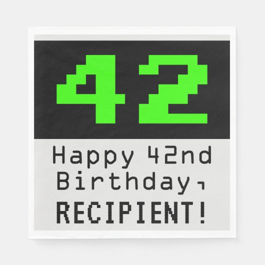 42番目の誕生日- Nerdy / オタク系のスタイル「42」と名前 スタンダードランチョンナプキン (正面)