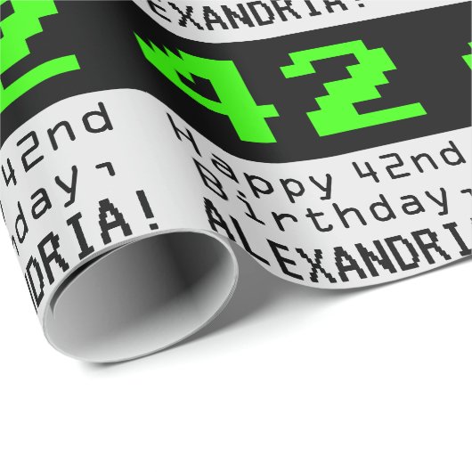 42番目の誕生日- Nerdy/オタク系のスタイル「42」と名前 ラッピングペーパー (ロールコーナー)