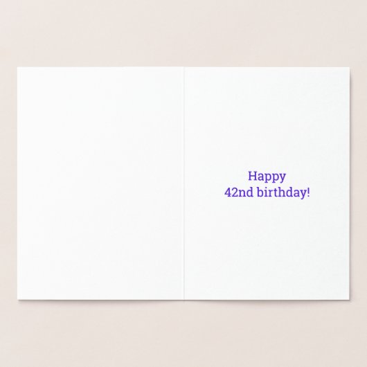 42誕生日はっきりした「42歳！」 ゴールドフォイルカード 箔カード (内部)