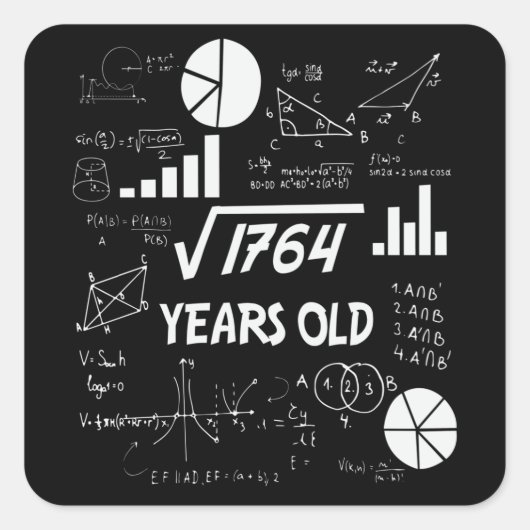 42誕生日平方根数学42歳 スクエアシール (正面)