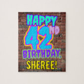 42誕生日~おもしろい、アーバングラフィティインスパイアルック ジグソーパズル (縦)