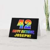 42誕生日:はっきりした,おもしろい,シンプル虹, 42 カード (正面)