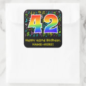 42誕生日:カラフルMusic Symbols、Rainbow 42 スクエアシール (バッグ)