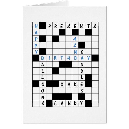 42誕生日、クロスワードパズル誕生日カード (正面)