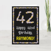 42誕生日:フローラ花数名前をカスタムする カード (正面)