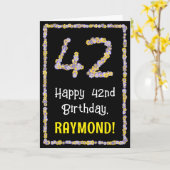 42誕生日:フローラ花数名前をカスタムする カード (黄色い花)