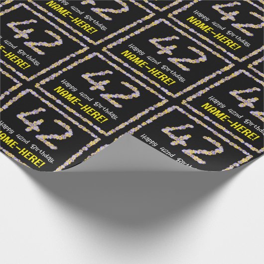 42誕生日:フローラ花数名前をカスタムする ラッピングペーパー (角)