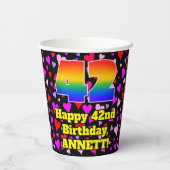 42誕生日:愛するハートパターン、虹42 紙コップ (裏面)