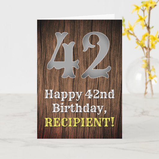 42誕生日: Country インスパイア Western  Look, Name カード (黄色い花)