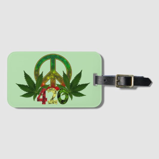 420 ラスタ ピース ウィード グリーン ラゲッジタグ (正面横)