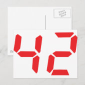 42 四十二 赤いデジタル目覚まし時計の数字 ポストカード (正面/裏面)