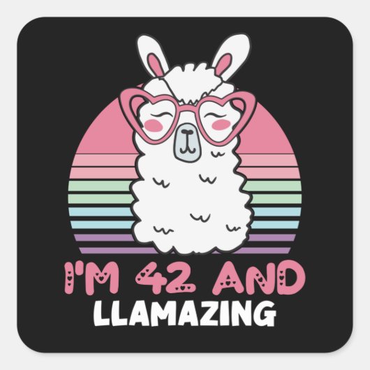 42 Year Old Bday Llamazing 42nd Birthday Llama スクエアシール (正面)