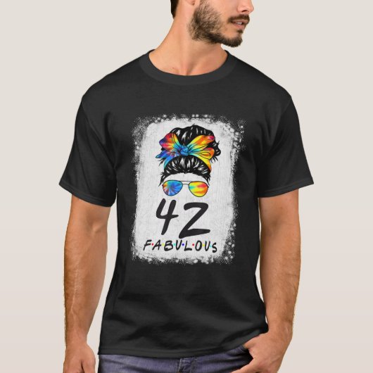 42nd誕生日素晴らしい女の子絞り染めメッシーバン42Y Tシャツ (正面)