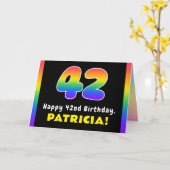 42nd Birthday: Colorful Rainbow # 42, Custom Name カード (黄色い花)