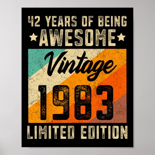 42nd Birthday Men 42 Years Old Women 1983 Limited  ポスター (正面)