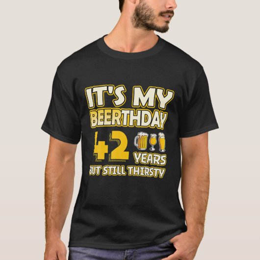 42th誕生日 – ビール42歳おもしろいビール tシャツ (正面)