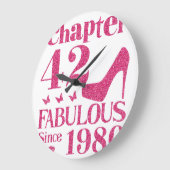 42th Birthday Chapter 42 Fabulous Since 1980  ラージ壁時計 (傾斜)