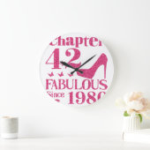 42th Birthday Chapter 42 Fabulous Since 1980  ラージ壁時計 (ホーム)
