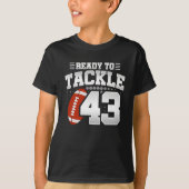 43に取り組む準備 – キッズサッカー選手の誕生日 Tシャツ (正面)