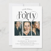 43エレガント写真コラージュ40歳の誕生日 招待状 (正面)