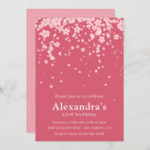 43エレガント歳の誕生日招待状ピンクフローラ 招待状 (正面/裏面)