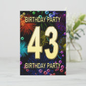 43回目の誕生日パーティーの招待状Fireworksのバブル 招待状 (スタンド正面)