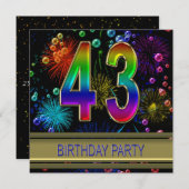 43回目の誕生日パーティー招待(バブル付き) 招待状 (正面/裏面)