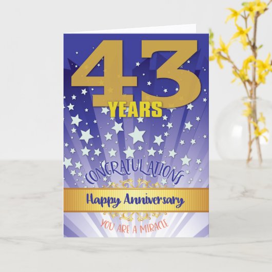 43年リカバリ記念日はっきりした数値 カード (黄色い花)