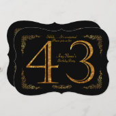 43日,誕生日パーティ43日,ギャツビー,ブ素晴らしラック&金ゴールド 招待状 (正面/裏面)