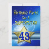 43歳の誕生日パーティーへの招待スーパースター 招待状 (正面)