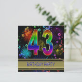 43歳の誕生日パーティー招待状 バブル付き 招待状 (スタンド正面)