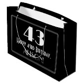43歳の誕生日:アートデコスタイルの「43」名前付き ラージペーパーバッグ (裏面アングル)