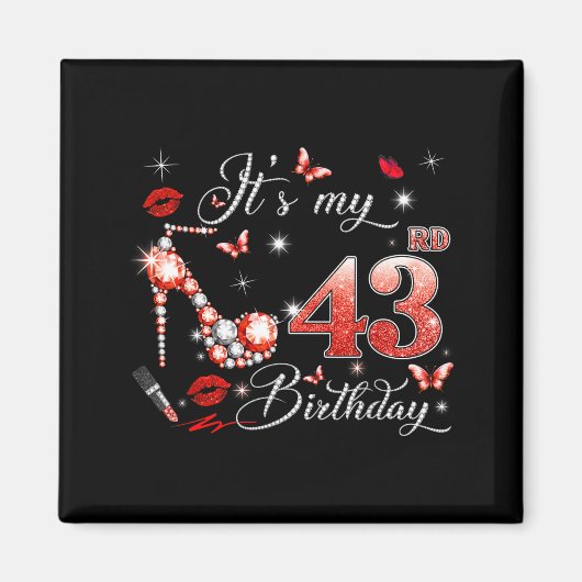 43歳の誕生日 ピンクの43歳の誕生日 マグネット (正面)