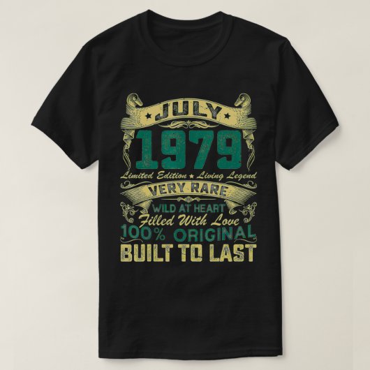 43歳ヴィンテージ1979年7月限定版43r tシャツ (デザイン正面)