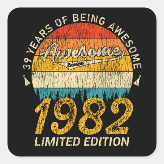 43歳1982レトロ43素晴らし番目の誕生日ギフト スクエアシール (正面)