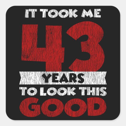 43歳Bday良い43誕生日見た スクエアシール (正面)