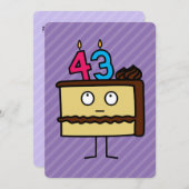 43番目のお誕生日ケーキ(ろうそくあり) 招待状 (正面/裏面)